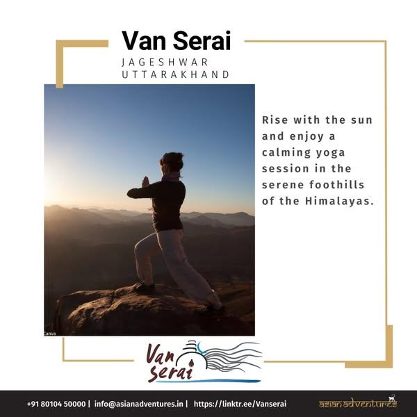 Rise with the sun and enjoy a calming yoga session in the serene foothills of the Himalayas.